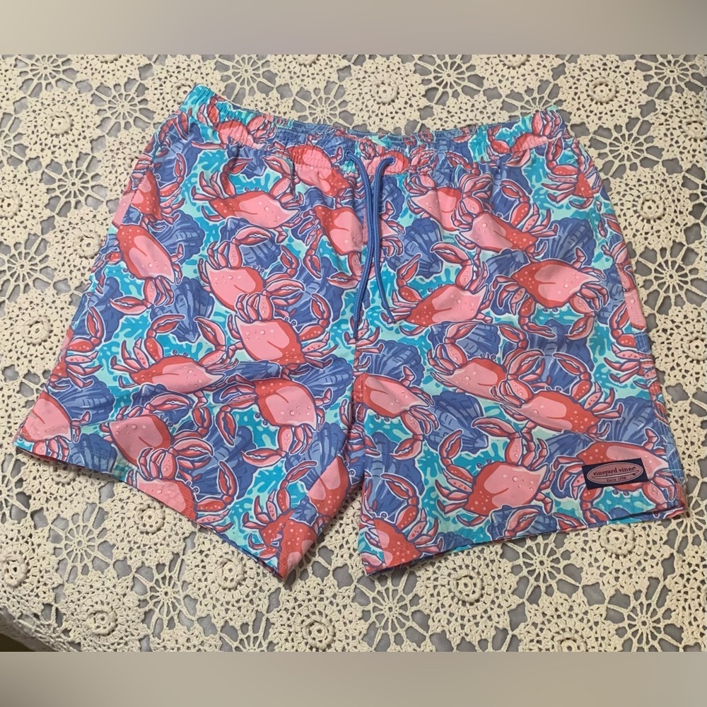 Vineyard Vines Crab Shell Chappy Print Mens Swim Trunks size L